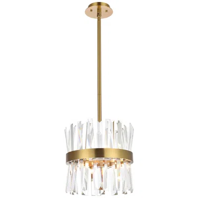 Elegant Lighting Serephina 12" Wide Satin Gold Crystal 6-light Mini Pendant
