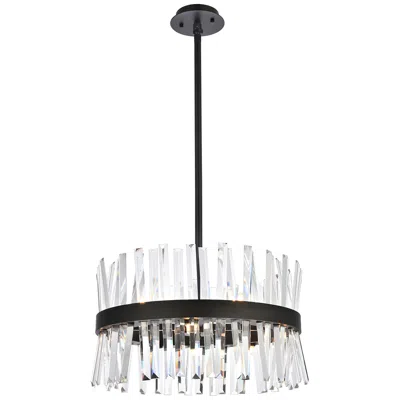Elegant Lighting Serephina 20" Wide Black And Clear Crystal Pendant Light