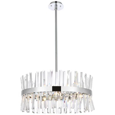 Elegant Lighting Serephina 25" Wide Chrome Clear Crystal 14-light Pendant
