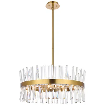 Elegant Lighting Serephina 25" Wide Satin Gold Crystal 14-light Pendant