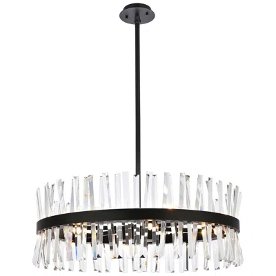 Elegant Lighting Serephina 32" Wide Black Crystal 16-light Drum Chandelier