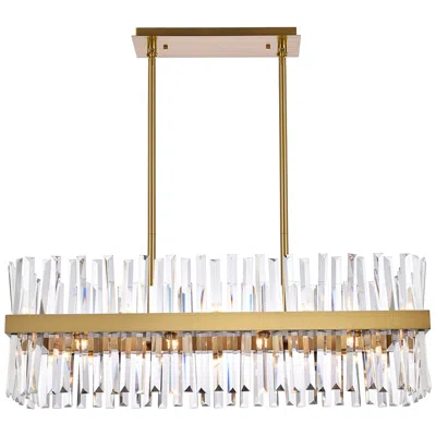 Elegant Lighting Serephina 36" Gold And Crystal Linear Chandelier