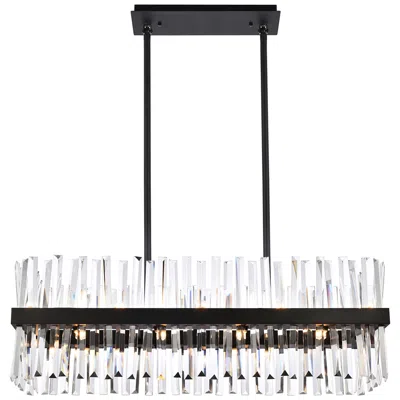 Elegant Lighting Serephina 36"w Black Crystal 20-light Rectangular Chandelier