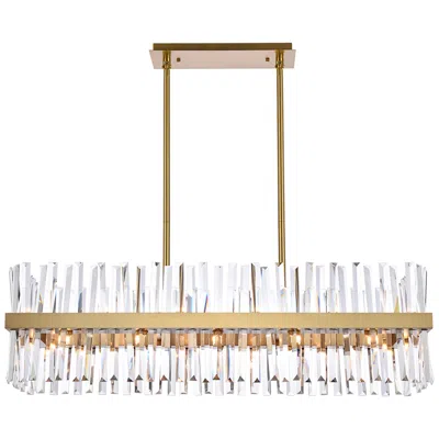 Elegant Lighting Serephina 42"w Satin Gold Crystal 24-light Linear Chandelier