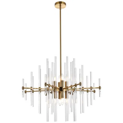 Elegant Lighting Sienna 27" Wide Gold And Clear Glass 8-light Pendant