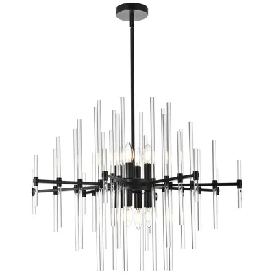 Elegant Lighting Sienna 31" Wide Black And Clear Crystal 8-light Chandelier