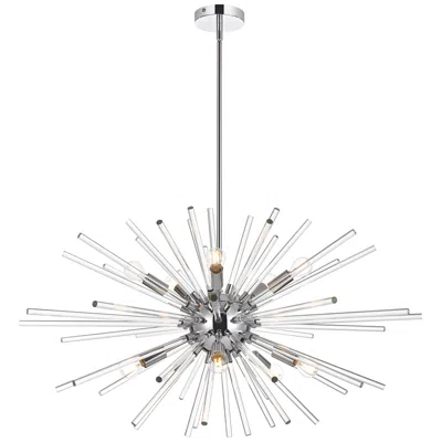 Elegant Lighting Sienna 32" Wide Chrome 10-light Sputnik Pendant