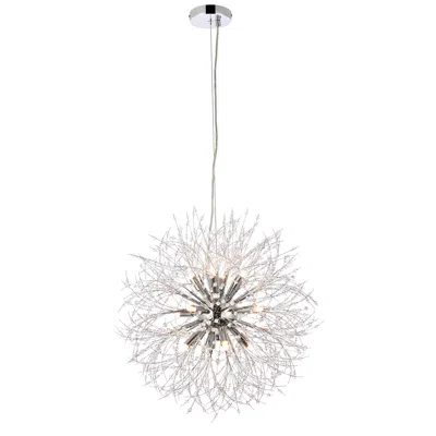 Elegant Lighting Solace 23 1/2" Wide Chrome 12-light Starburst Pendant
