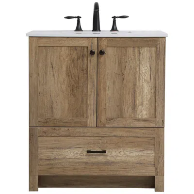 Elegant Lighting Soma 30" Wide White Natural Oak Single Sink Bathroom Vanity