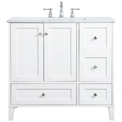 Elegant Lighting Sommerville 36"w White 3-drawer Single Sink Bathroom Vanity