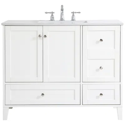 Elegant Lighting Sommerville 42"w White 3-drawer Single Sink Bathroom Vanity