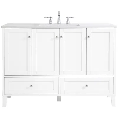 Elegant Lighting Sommerville 48" Wide White Single Sink Bathroom Vanity