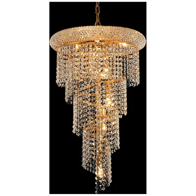 Elegant Lighting Spiral 16" Wide Gold And Crystal Chandelier