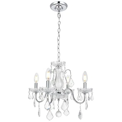 Elegant Lighting St. Francis 17" Wide Chrome And Crystal 4-light Chandelier