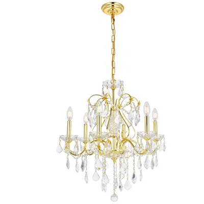 Elegant Lighting St. Francis 24" Wide Gold Crystal 6-light Chandelier