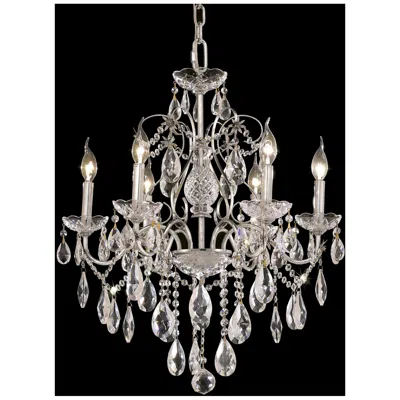 Elegant Lighting St.francis 24"w Chrome And Clear Crystal 6-light Chandelier