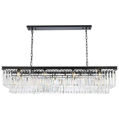 Elegant Lighting Sydney 12 Lt Matte Black Chandelier - Clear