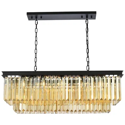 Elegant Lighting Sydney 12 Lt Matte Black Chandelier Golden Teak
