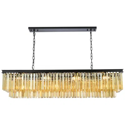 Elegant Lighting Sydney 12 Lt Matte Black Chandelier - Golden Teak