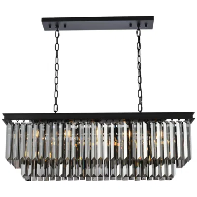 Elegant Lighting Sydney 12 Lt Matte Black Chandelier Silver Shade