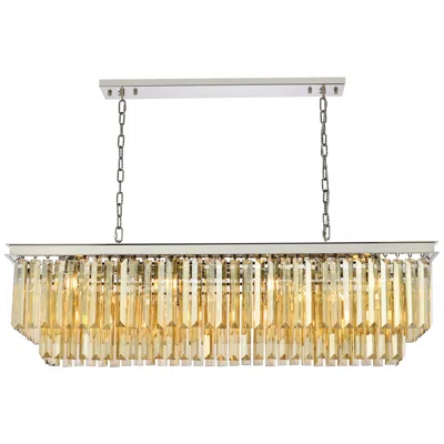 Elegant Lighting Sydney 12 Lt Polished Nickel Chandelier - Golden Teak