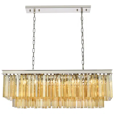 Elegant Lighting Sydney 12 Lt Polished Nickel Chandelier Golden Teak