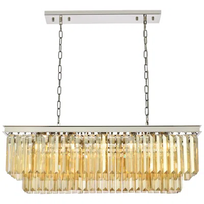 Elegant Lighting Sydney 12 Lt Polished Nickel Chandelier - Golden Teak Crystal