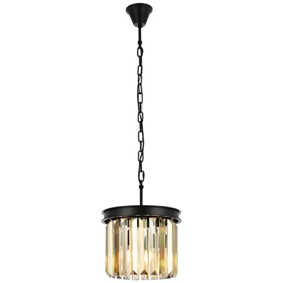 Elegant Lighting Sydney 12" Wide Matte Black And Golden Teak Mini Pendant