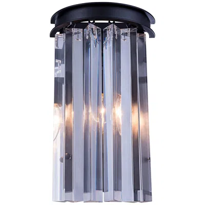 Elegant Lighting Sydney 14" High Matte Black Wall Sconce With Clear Crystal