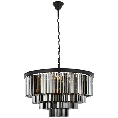 Elegant Lighting Sydney 17 Lt Matte Black Chandelier Silver Shade (grey)