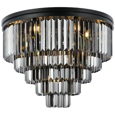 Elegant Lighting Sydney 17 Lt Matte Black Flush Mount Silver Shade (grey)
