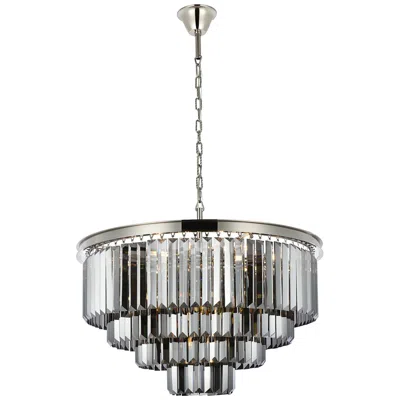 Elegant Lighting Sydney 17 Lt Polished Nickel Chandelier Silver Shade