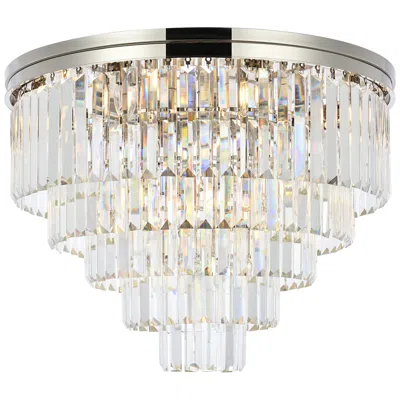 Elegant Lighting Sydney 17 Lt Polished Nickel Flush Mount Clear