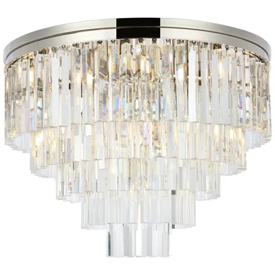 Elegant Lighting Sydney 17 Lt Polished Nickel Flush Mount Clear