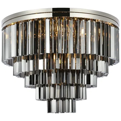 Elegant Lighting Sydney 17 Lt Polished Nickel Flush Mount Silver Shade
