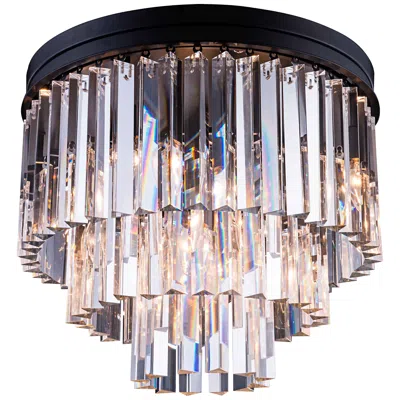 Elegant Lighting Sydney 20" Wide Matte Black 3-tier Clear Crystal Ceiling Light