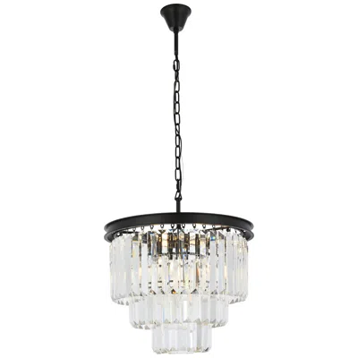 Elegant Lighting Sydney 20" Wide Matte Black And Crystal 9-light Chandelier