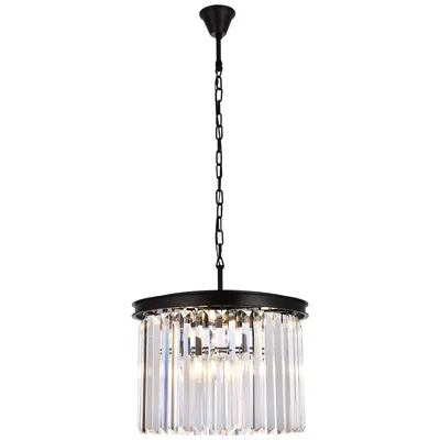 Elegant Lighting Sydney 20" Wide Matte Black Clear Crystal 6-light Pendant