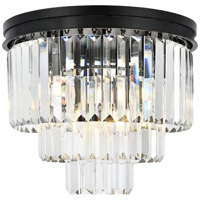 Elegant Lighting Sydney 20" Wide Matte Black Crystal 9-light Ceiling Light