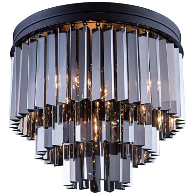 Elegant Lighting Sydney 20" Wide Mocha 3-tier Silver Crystal Ceiling Light