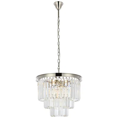 Elegant Lighting Sydney 20"w Polished Nickel Clear Crystal 9-light Chandelier In White