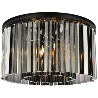 Elegant Lighting Sydney 26" Wide Matte Black Drum Ceiling Light