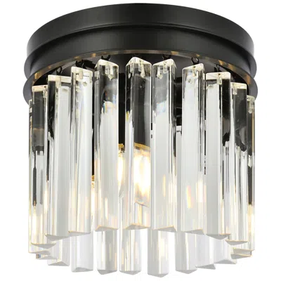Elegant Lighting Sydney 3 Lt Matte Black Flush Mount Clear