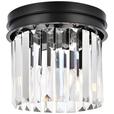 Elegant Lighting Sydney 3 Lt Matte Black Flush Mount Clear