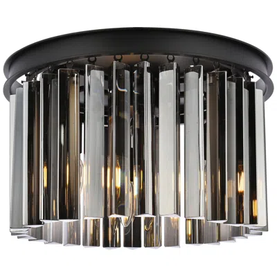 Elegant Lighting Sydney 3 Lt Matte Black Flush Mount Silver Shade (grey)