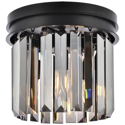 Elegant Lighting Sydney 3 Lt Matte Black Flush Mount Silver Shade (grey)