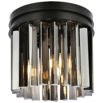 Elegant Lighting Sydney 3 Lt Matte Black Flush Mount Silver Shade (grey)