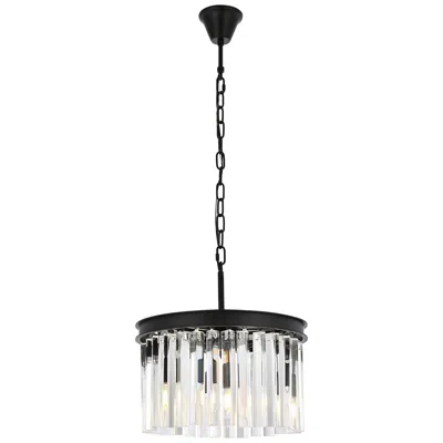 Elegant Lighting Sydney 3 Lt Matte Black Pendant Clear