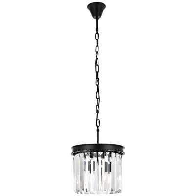 Elegant Lighting Sydney 3 Lt Matte Black Pendant Clear