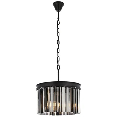 Elegant Lighting Sydney 3 Lt Matte Black Pendant Silver Shade (grey)